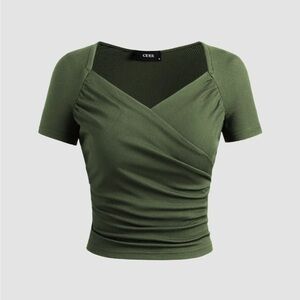 Cider Forest Green Wrap Blouse